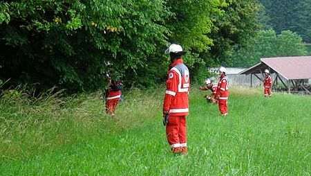 Suchkette vor dem Wald